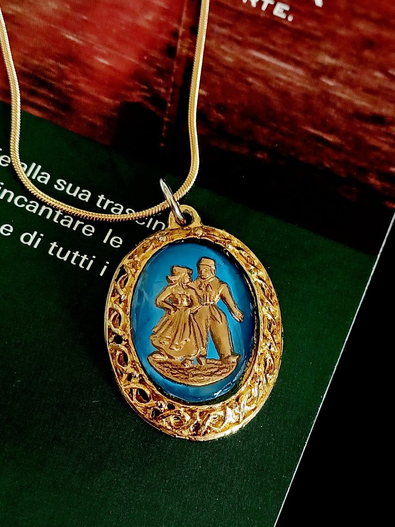 vintage jewelry 古典老件浮雕情侣 项链 - 项链 - 其他金属 