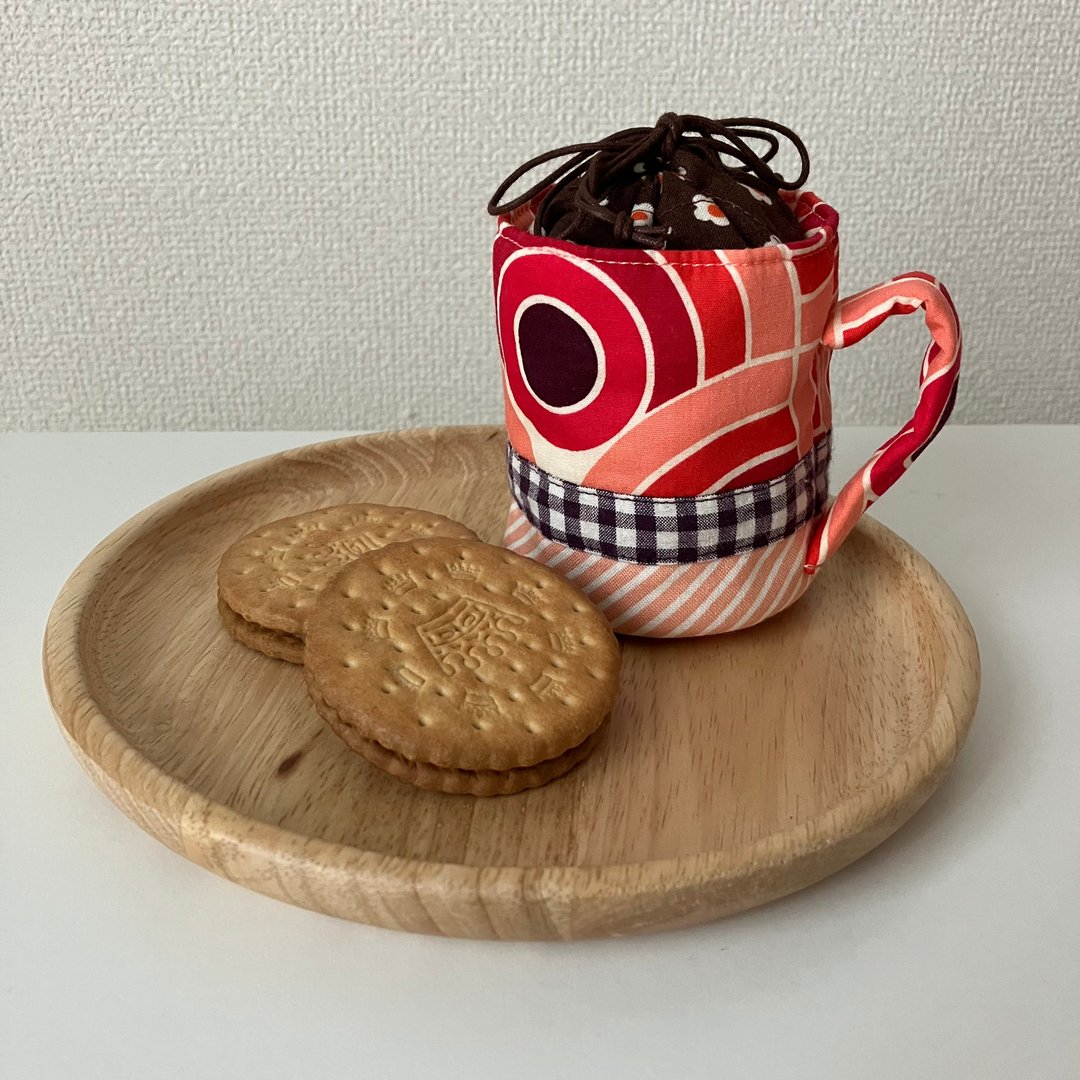 mug cup drawstring - 化妆包/杂物包 - 棉 红色