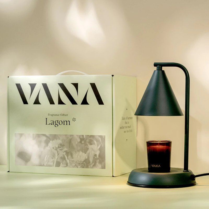 Lagom No.24 几何金属款香氛暖灯礼盒 享保固 纯天然植物蜡烛 - 蜡烛/烛台 - 蜡 蓝色