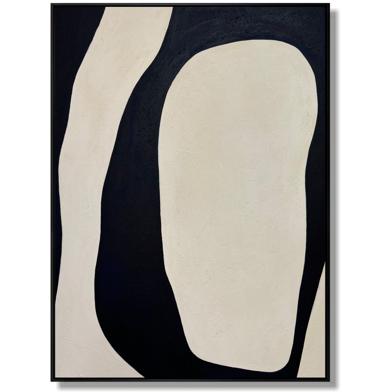 单色绘画纹理极简主义艺术抽像黑白墙艺术 - 墙贴/壁贴 - 压克力 白色