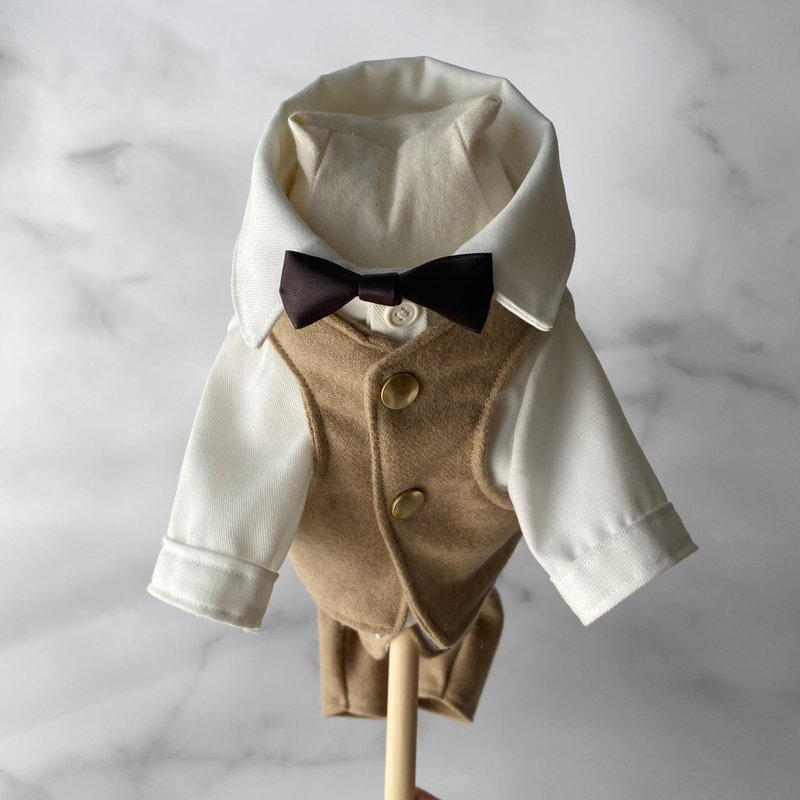 礼服背心套装[米色] - 衣/帽 - 羊毛 咖啡色