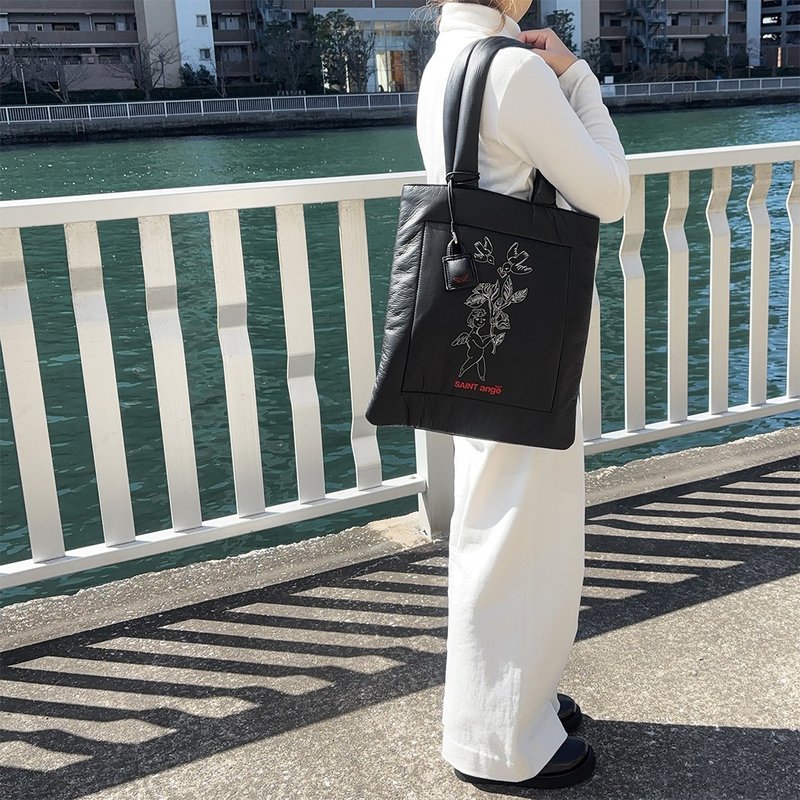 Aires 双面翻转托特包 - 黑色 (附赠迷你小包吊饰) - 手提包/手提袋 - 人造皮革 黑色