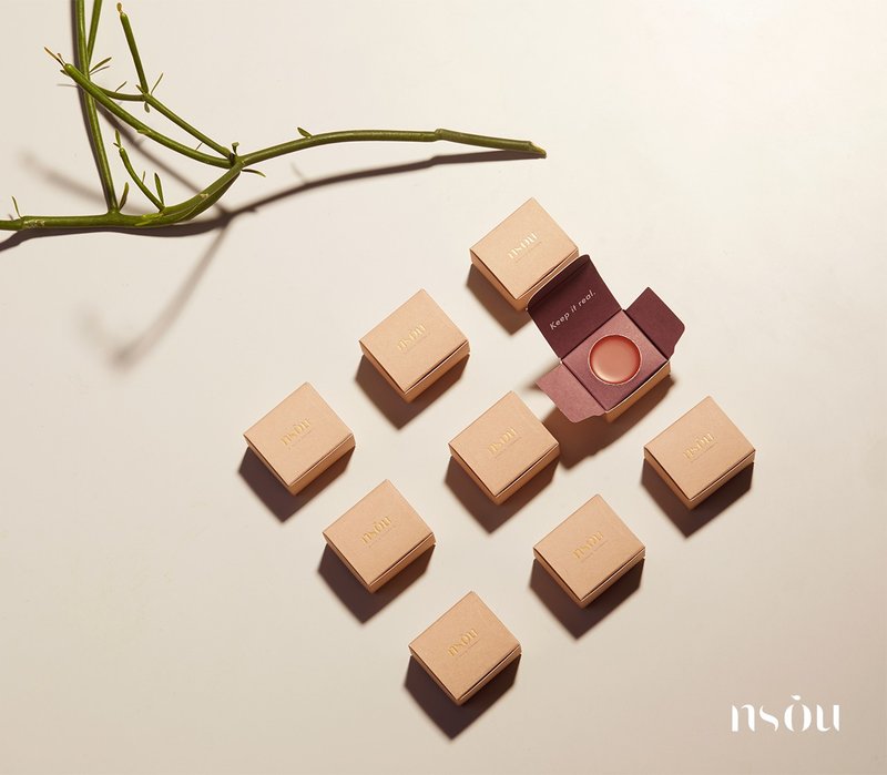 零塑迷你盒 眼颊唇多用途唇膏 - 唇彩/颊彩 - 纸 卡其色