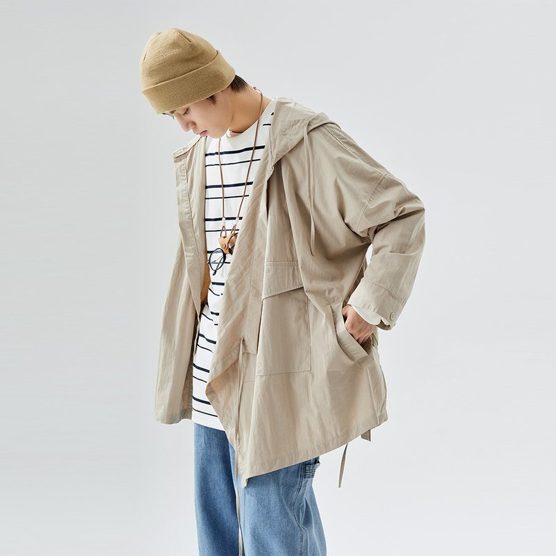 TopBasics 日系宽松长袖道袍外套 - 男装外套 - 棉．麻 卡其色