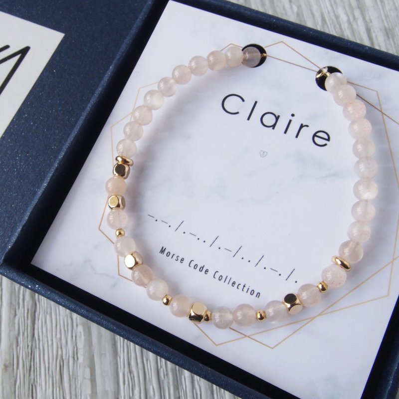 【满珠系列】定制专属摩斯密码。水晶。天然石。手链。送礼佳品 - 手链/手环 - 水晶 橘色