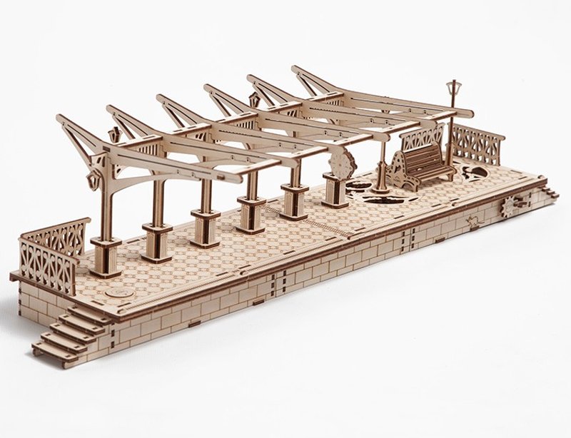 /Ugears/ 乌克兰木制模型 车站月台 Railway platform - 数码小物 - 木头 卡其色