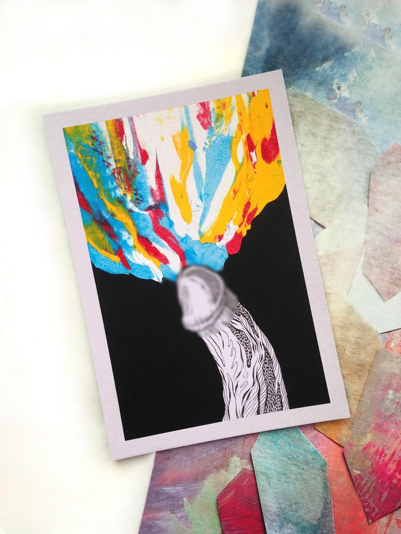 The nude body drawing. Abstract drawing. Nude abstract painting. Nude body art. - 海报/装饰画/版画 - 纸 多色