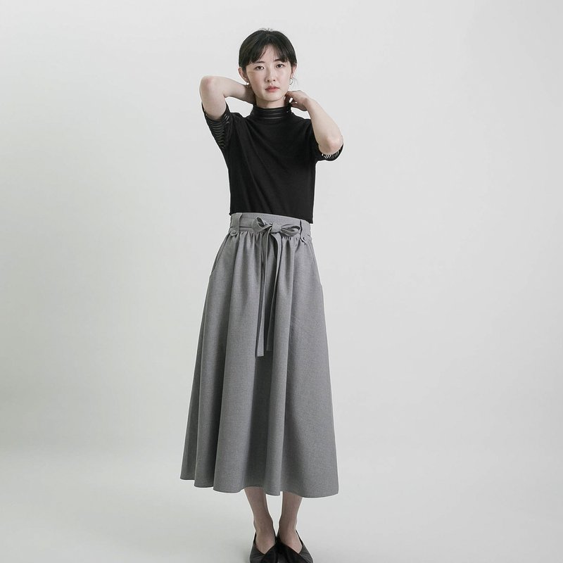 【经典原创】Mist 云烟绑带澎裙_CLB001_灰 - 裙子 - 棉．麻 灰色