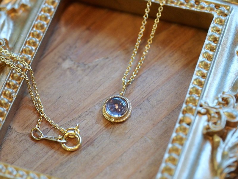 独家设计小宝石坠 淡紫色碧壐电气石 14KGF - 项链 - 半宝石 紫色