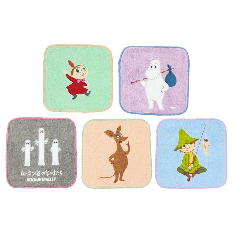日本丸真 Moomin 迷你小方巾五入组 姆明的伙伴 - 毛巾浴巾 - 棉．麻 