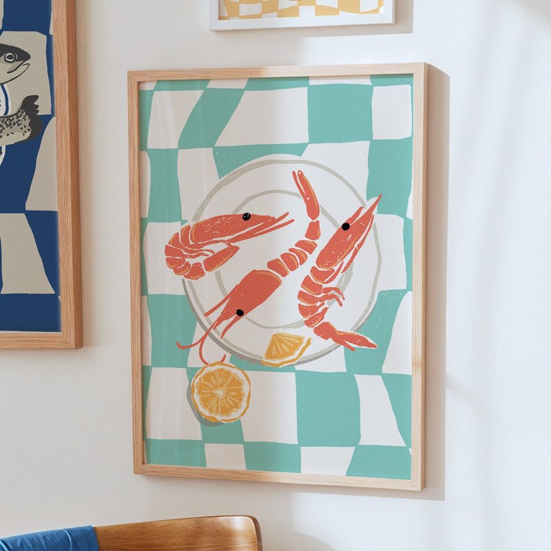 Seafood Party No.5 - 鲜虾挂画海报 居家布置 餐厅挂画 - 电子手绘真人画像/绘画/插画 - 其他材质 