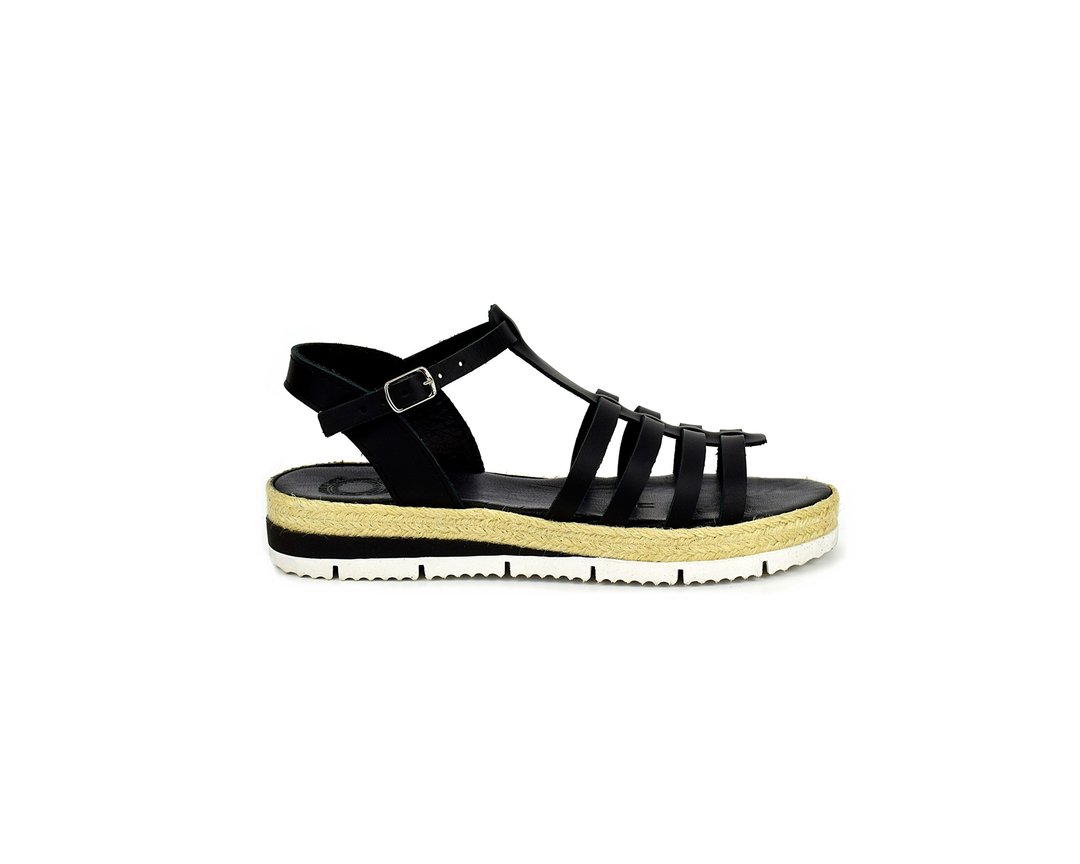 Greek Gladiators Sandals, Genuine Leather Summer Shoes Handmade in Greece. - 男女凉鞋 - 真皮 黑色