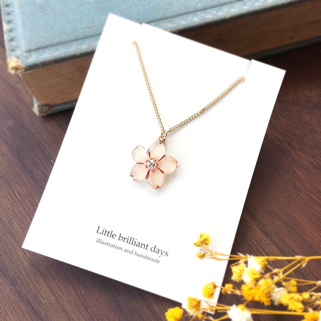 Sakura necklace Sakura flower lover - 项链 - 塑料 粉红色