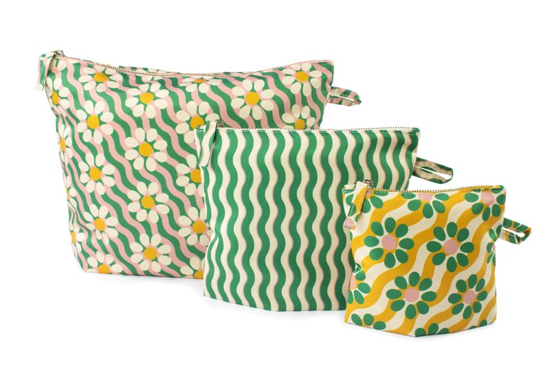 英国Kind Bag-环保化妆包-快乐雏菊 3入 - 化妆包/杂物包 - 防水材质 多色
