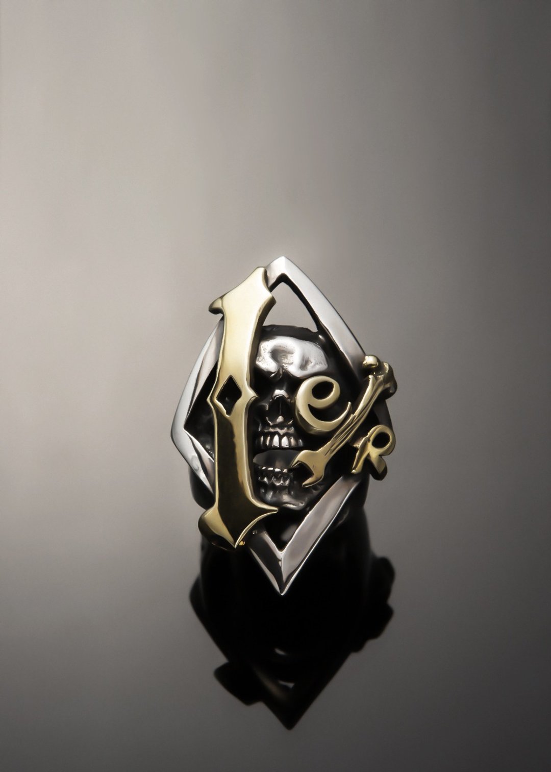 Let's Ride | 1%er Skull Rider Ring | 1%er 菱形骷髅骑士戒指 - 戒指 - 纯银 银色