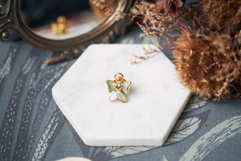 【古董饰品/西洋老件】VINTAGE CAMCO蓝色小天使古着别针 - 胸针 - 其他金属 金色