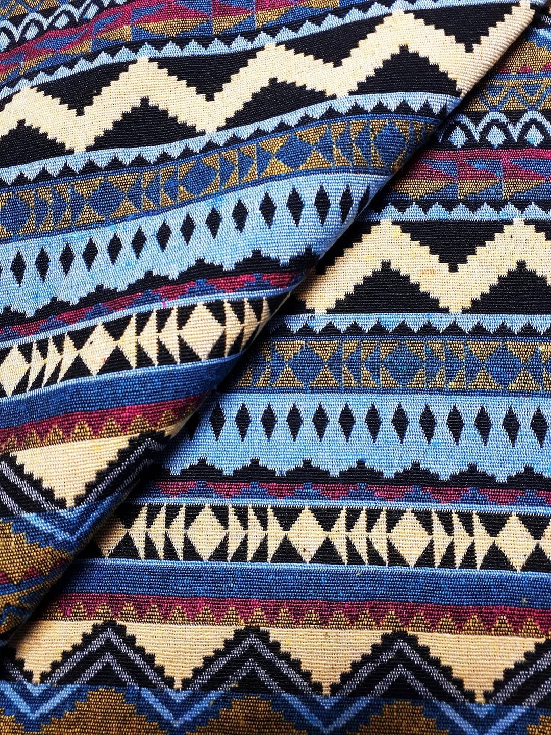 Multi-color Tribal Fabric Thai Woven Fabric Craft Supplies Textile 1/2 yard - 编织/刺绣/羊毛毡/裁缝 - 其他材质 蓝色