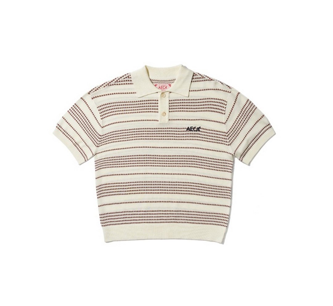 AECA Stripe Structure Collar Neck Half Knit立体条纹针织衫 - 男装上衣/T 恤 - 其他材质 黑色
