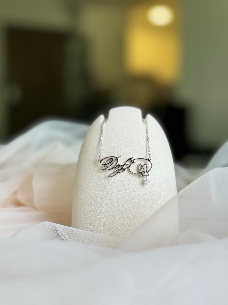 【定制化礼物】英文字母/名字项链 | 925纯银 姓名项链 手工银饰 - 项链 - 银 银色