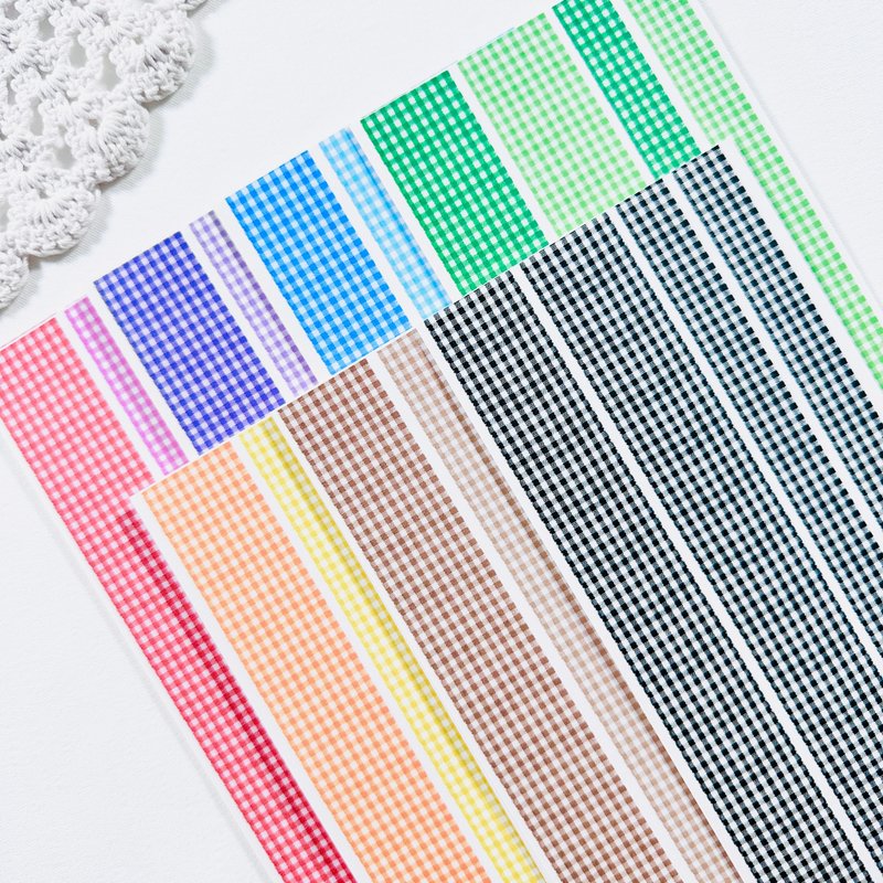 格纹长条缎带纸胶带 - 贴纸 - 其他材质 