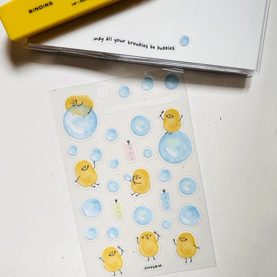 小薯贴纸－烦恼变泡泡 - 贴纸 - 塑料 蓝色