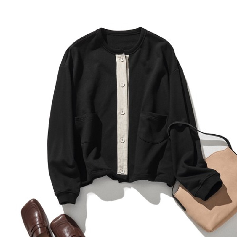 换季时想随手披上的 内刷毛飞行员夹克 棉质 黑色 231001-4 - 女装休闲/机能外套 - 棉．麻 