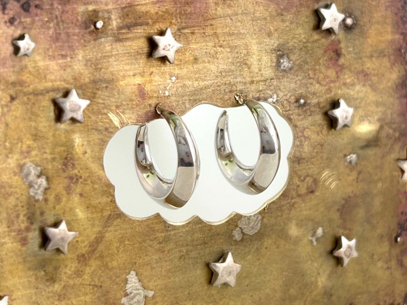 月影流转 弯月耳环 l luna crescens - 耳环/耳夹 - 纯银 