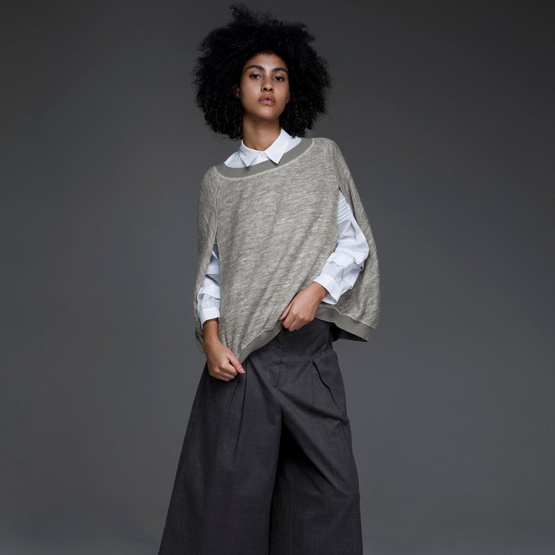 球型剪裁毛料针织罩衫 - 女装针织衫/毛衣 - 羊毛 灰色