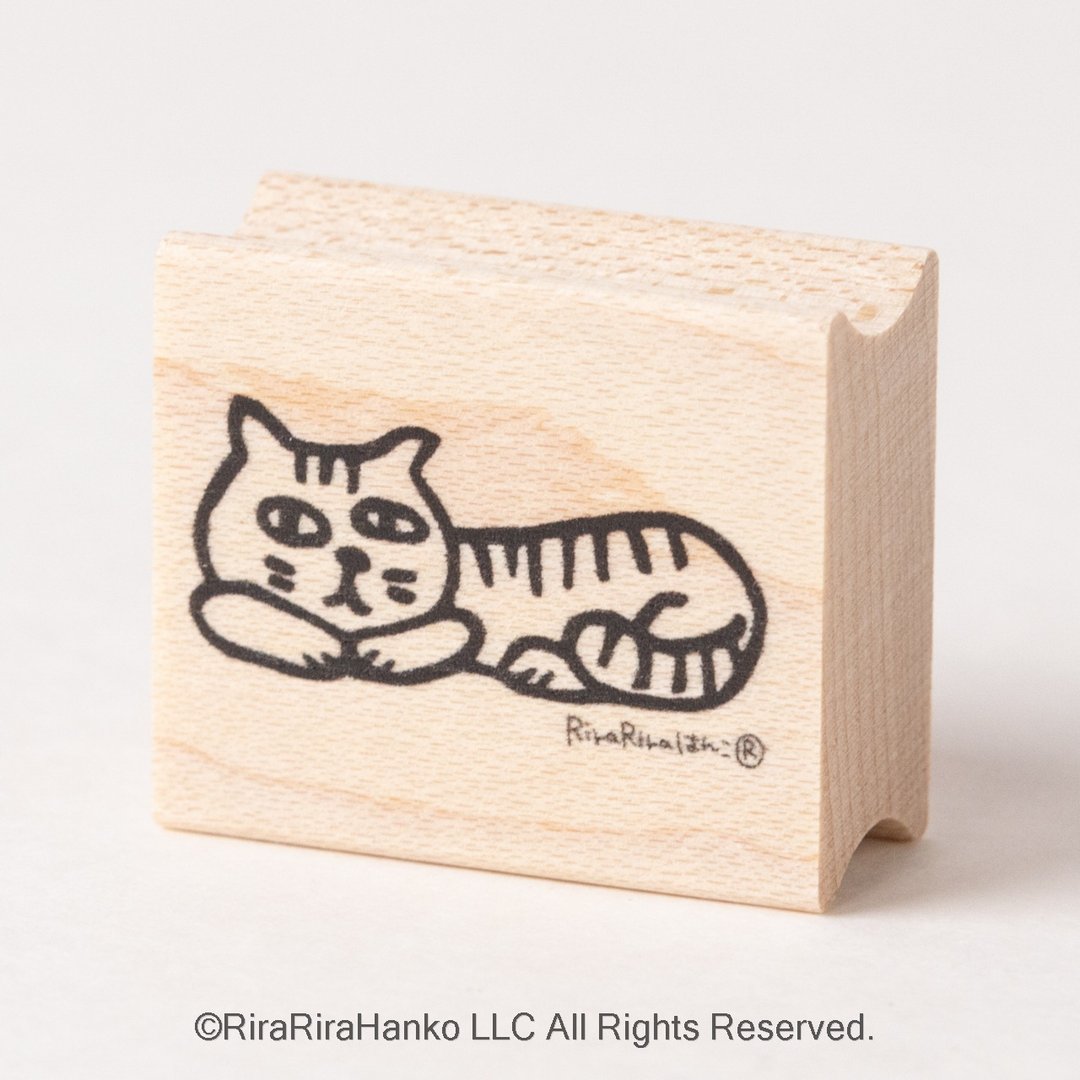 【ごろごろゴロー】ゆるねこ*橡皮章*26mmx30mm *R664 - 印章/印台 - 木头 
