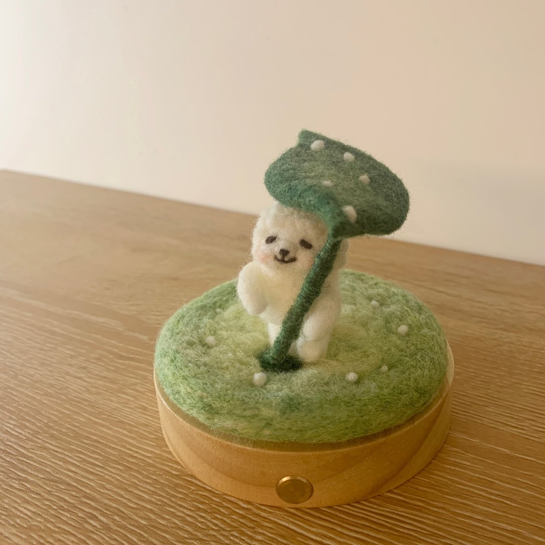 雨天叶子羊毛毡灯 - 摆饰 - 羊毛 卡其色
