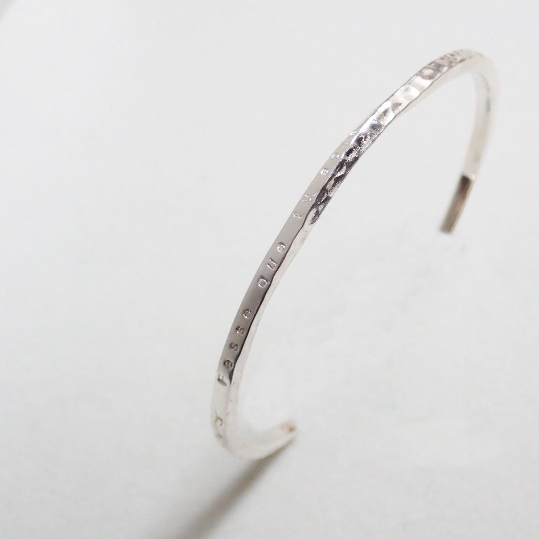【比法一生】银手环/银手镯─愿你幸福快乐 纯银 925 手作饰品 - 手链/手环 - 银 银色