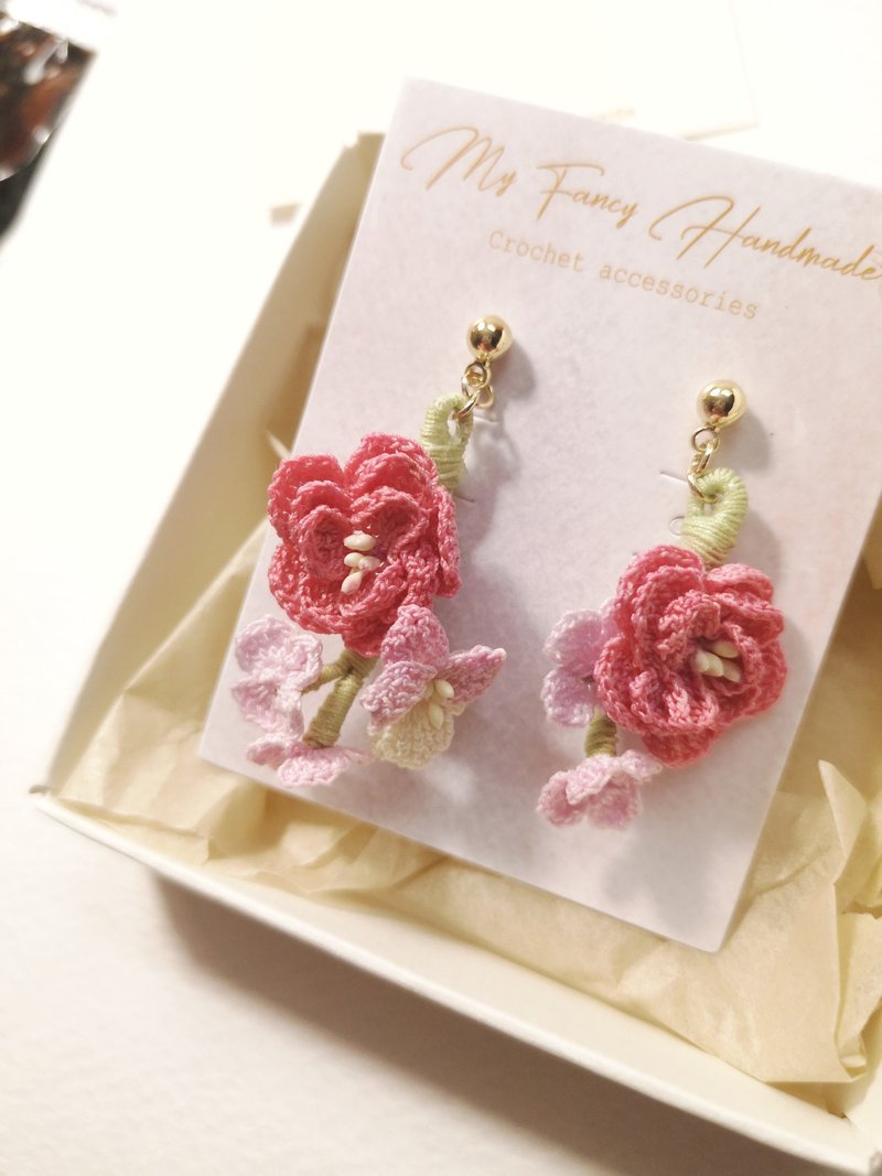 *My Fancy Handmade*手鈎花耳环 - 耳环/耳夹 - 绣线 多色