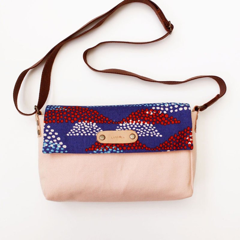 【十木米．Lorenza】淘气小山-Gloria方方斜背包 旅行 文青 质感 - 侧背包/斜挎包 - 棉．麻 粉红色