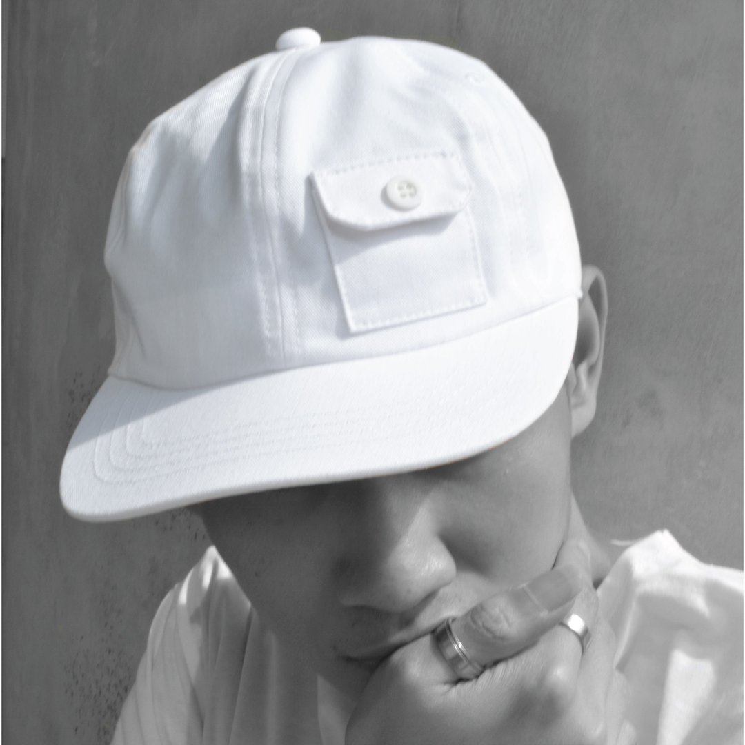"Ben" White Pocket and Botton cap - 帽子 - 棉 白色