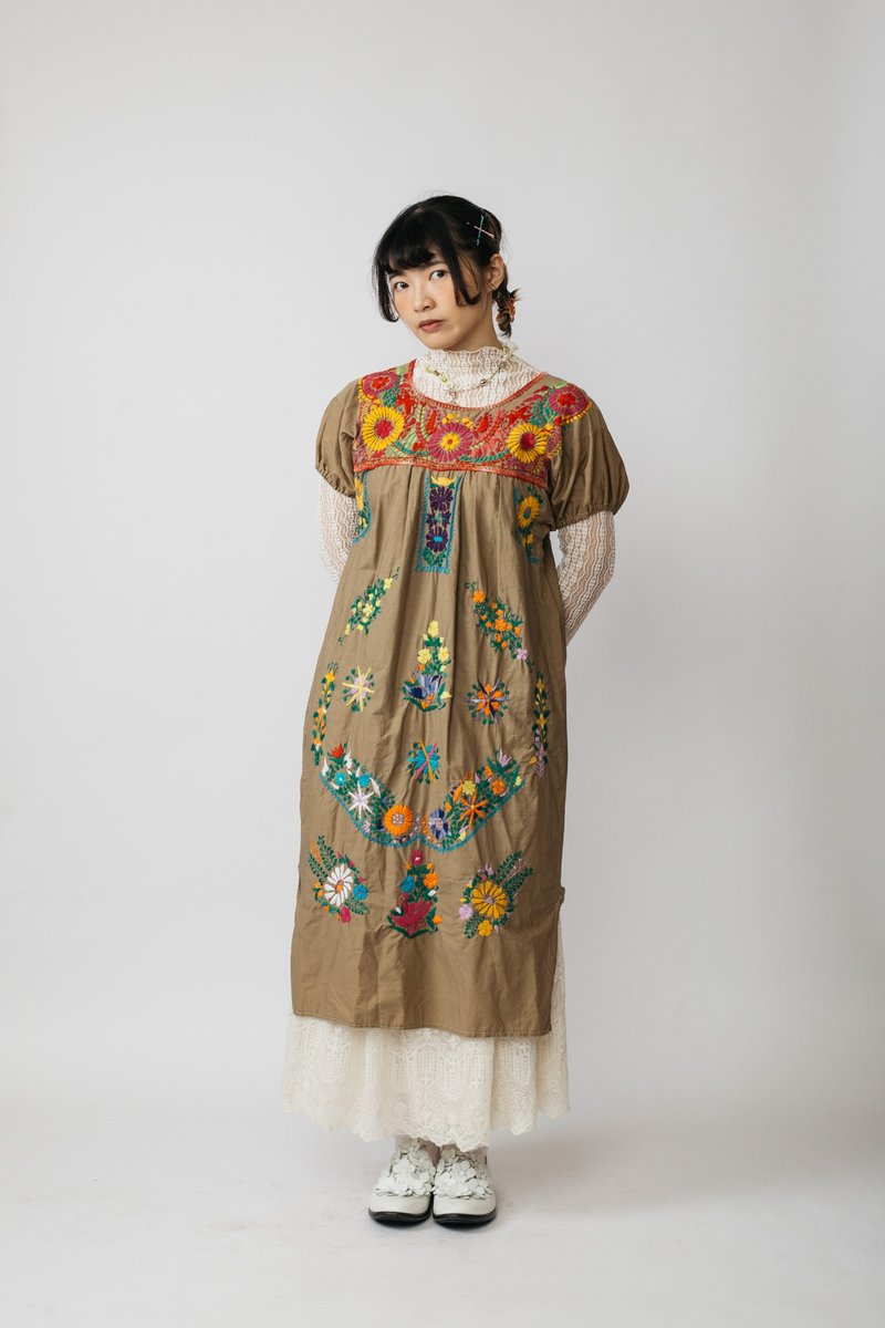 墨西哥刺绣洋装.Mexican Folk Dress【初恋贩卖所】Vintage.B714 - 洋装/连衣裙 - 棉．麻 