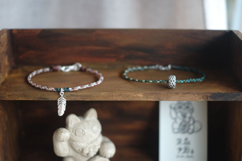 羽毛和吉祥_守护者系列_蜡绳手环 | 小火龙矿编 | - 手链/手环 - 纯银 