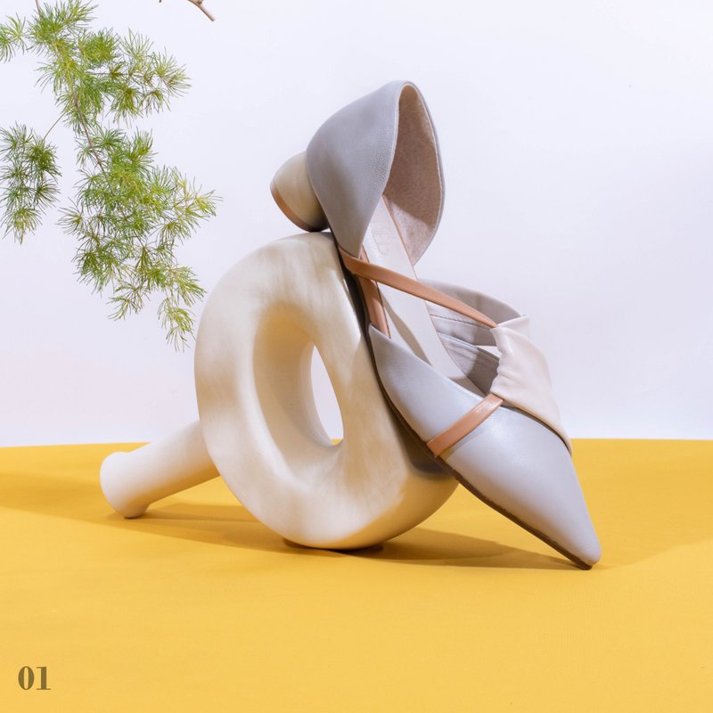 LeatherLab 绑带圆跟平底鞋 - 女款休闲鞋 - 真皮 粉红色