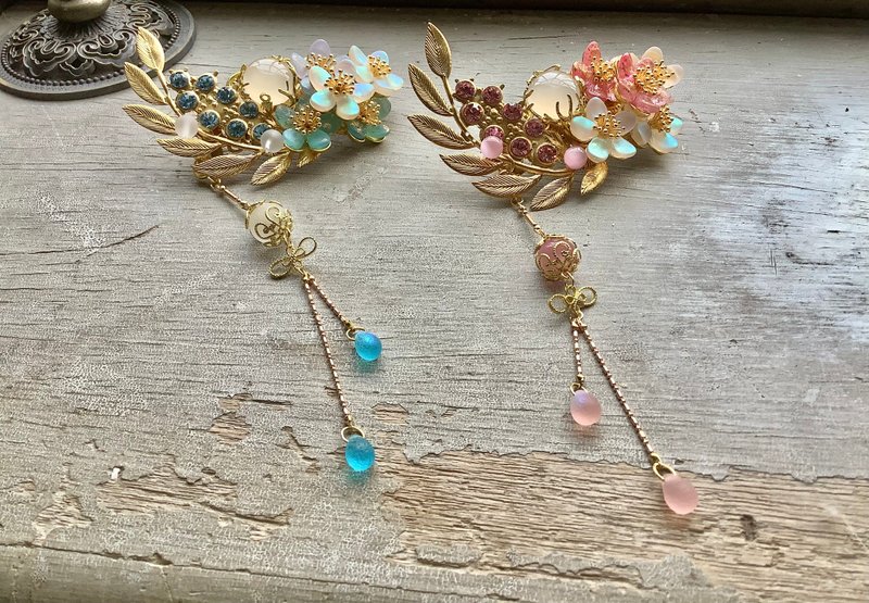 喵手作~长叶小花弹簧发夹 - 发饰 - 其他材质 多色