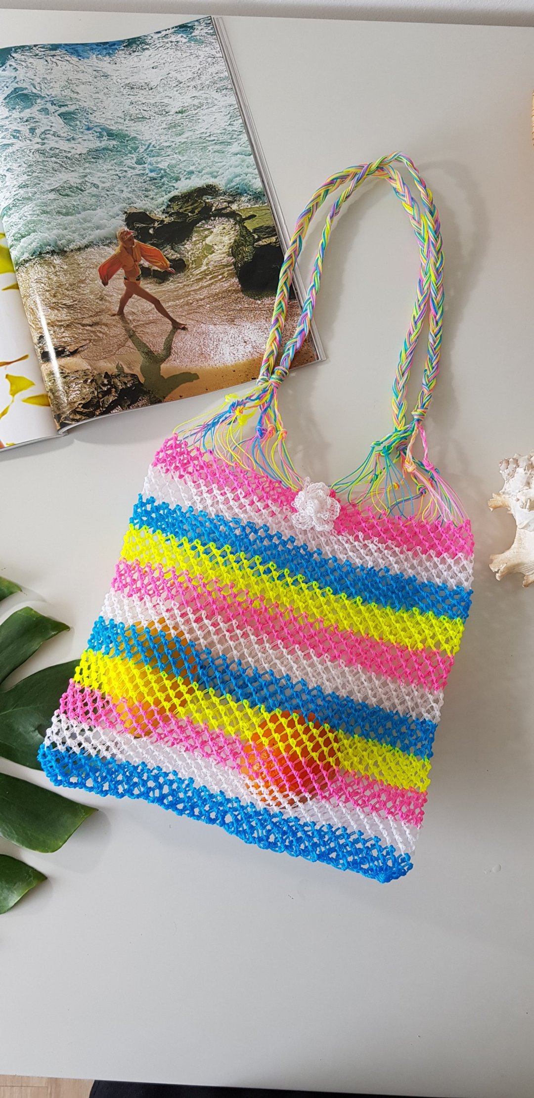 Beach Bag, White Rainbow 02 - 手提包/手提袋 - 防水材质 多色