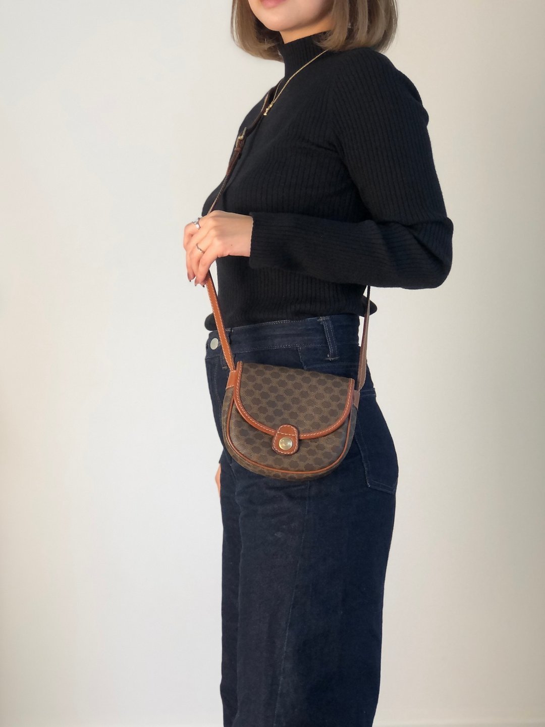 【日本直送 名牌中古包】CELINE  સેલિન મેકાડમ 侧背包 棕色 凯旋门 PVC皮革 迷你包 vintage eckras - 侧背包/斜挎包 - 防水材质 咖啡色