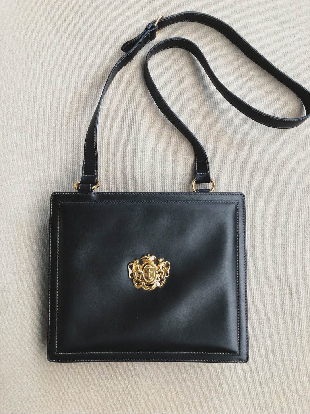 VINTAGE a.testoni 皮革古董包 / MADE IN ITALY - 侧背包/斜挎包 - 真皮 黑色