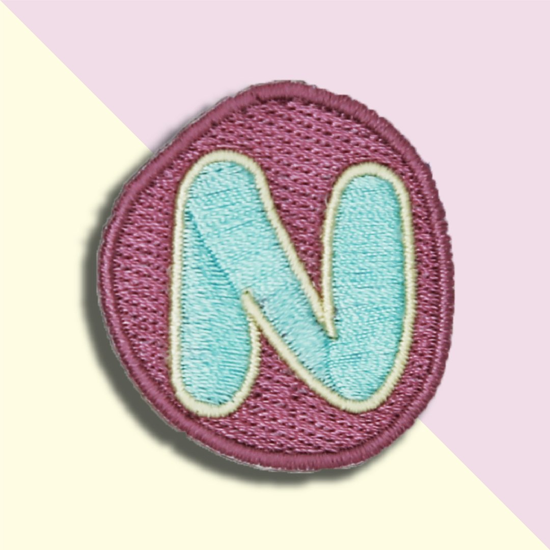 童趣刺绣贴-N - 徽章/别针 - 绣线 蓝色