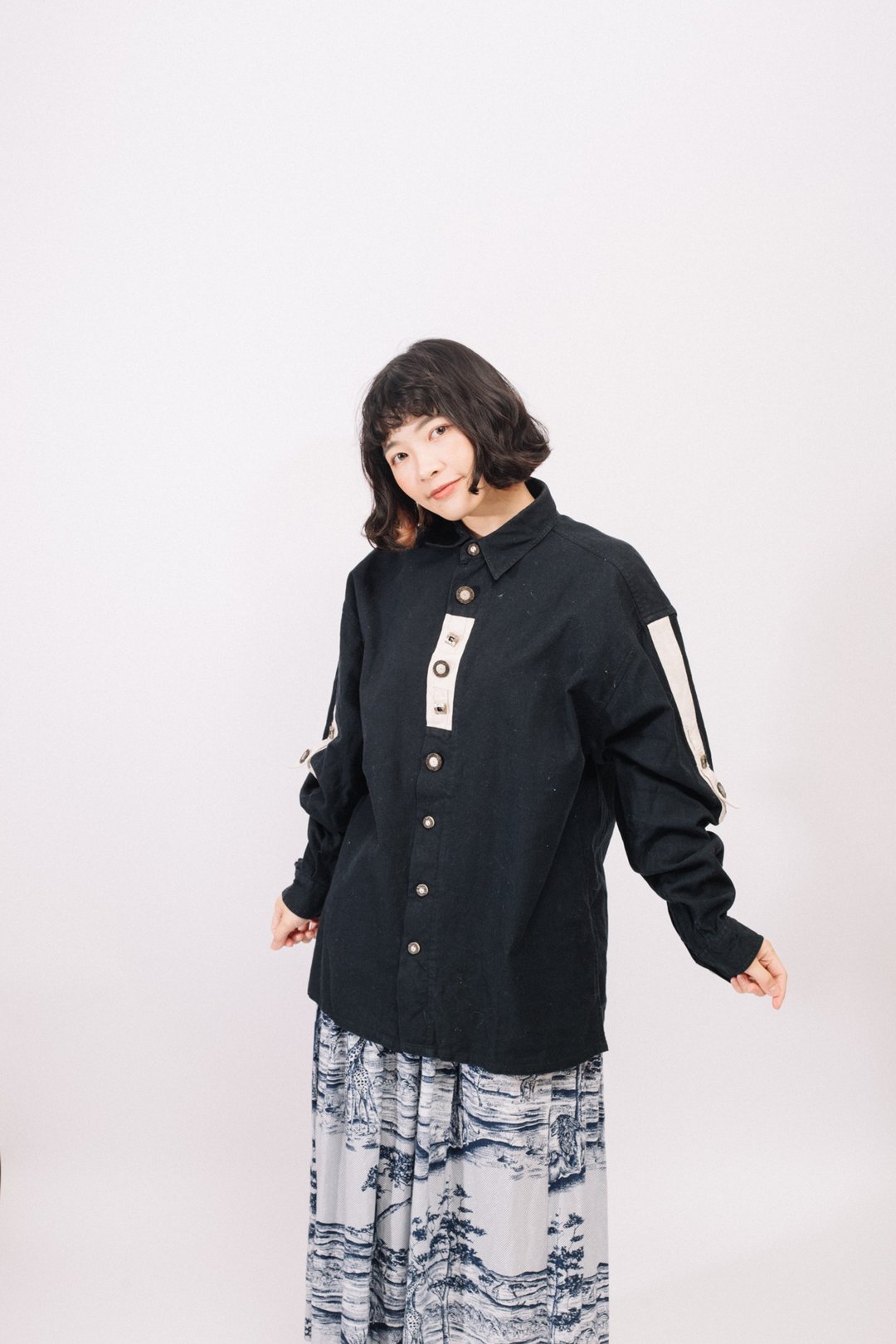 黑色提洛尔衬衫.Tyrolean Shirt【初恋贩卖所】Vintage.A1006 - 女装衬衫 - 棉．麻 白色