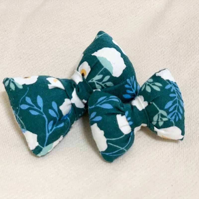 Hanju's羊毛儿。白花小路 蝴蝶结 发饰 发夹 儿童发饰 - 婴儿饰品 - 棉．麻 蓝色