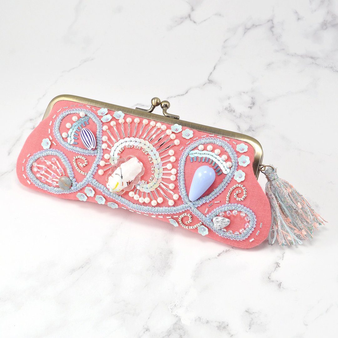 Glasses case / pen case Gamaguchi sparkle 63 - 铅笔盒/笔袋 - 棉．麻 粉红色