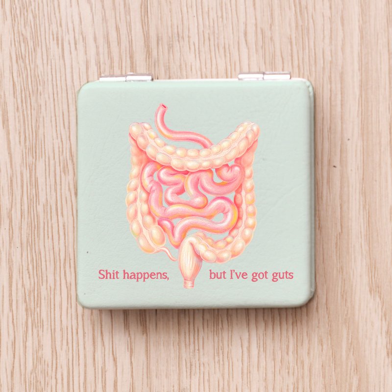 有guts!勇气双面镜/掌中镜/随身镜,医师护理师医学生礼物,肠胃科 - 彩妆刷具/镜子/梳子 - 真皮 