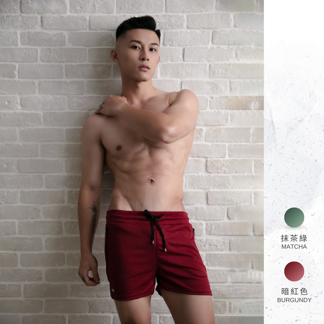 AttentionWear男性机能运动短裤 Be Proud【暗红色】│ATTENTION - 中性裤装 - 聚酯纤维 红色