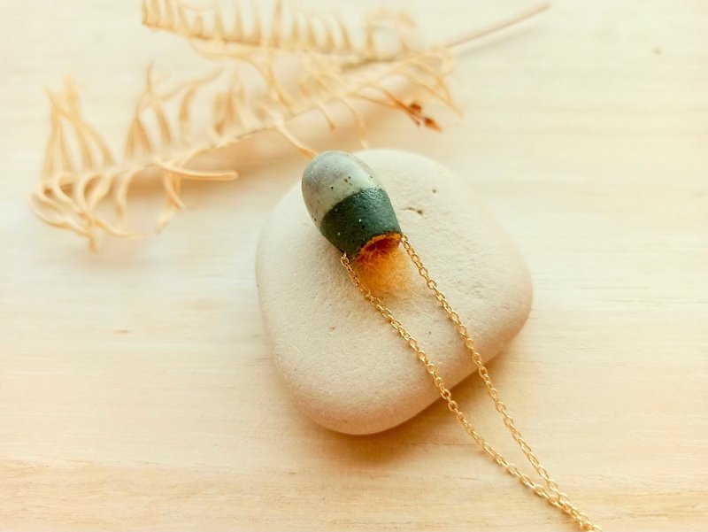 小绿窄口陶瓶项链 - 项链 - 陶 绿色