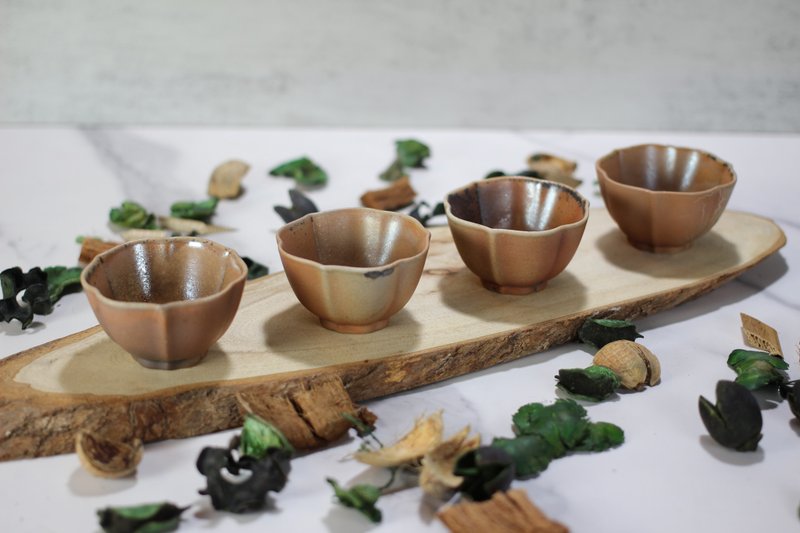 【送礼好物】45ml 柴烧 天然落灰 茶杯四入组 莺歌名家叶敏祥作 - 茶具/茶杯 - 瓷 