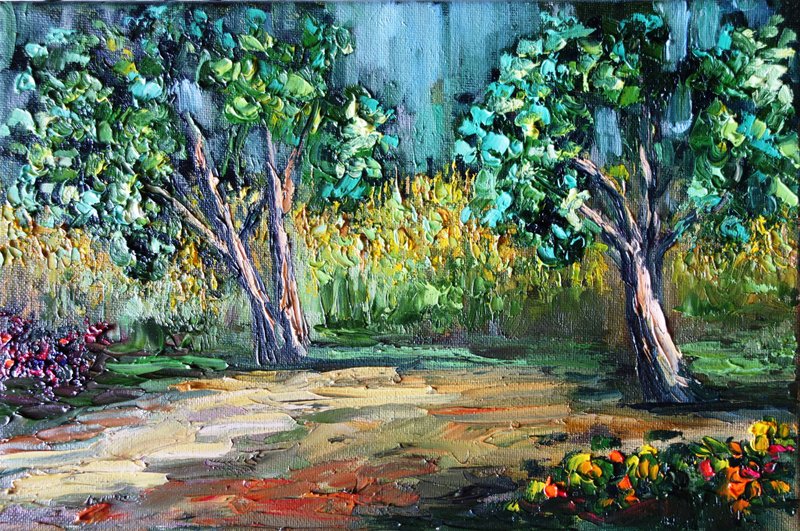 Birch Trees Oil Painting Original Art 油畫原作 Aspen Trees Artwork Landscape - 海报/装饰画/版画 - 颜料 多色